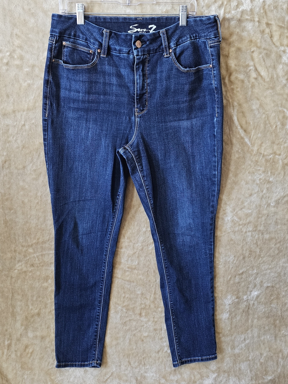 Seven7 Women's Dark Blue Stretch Skinny Jeans